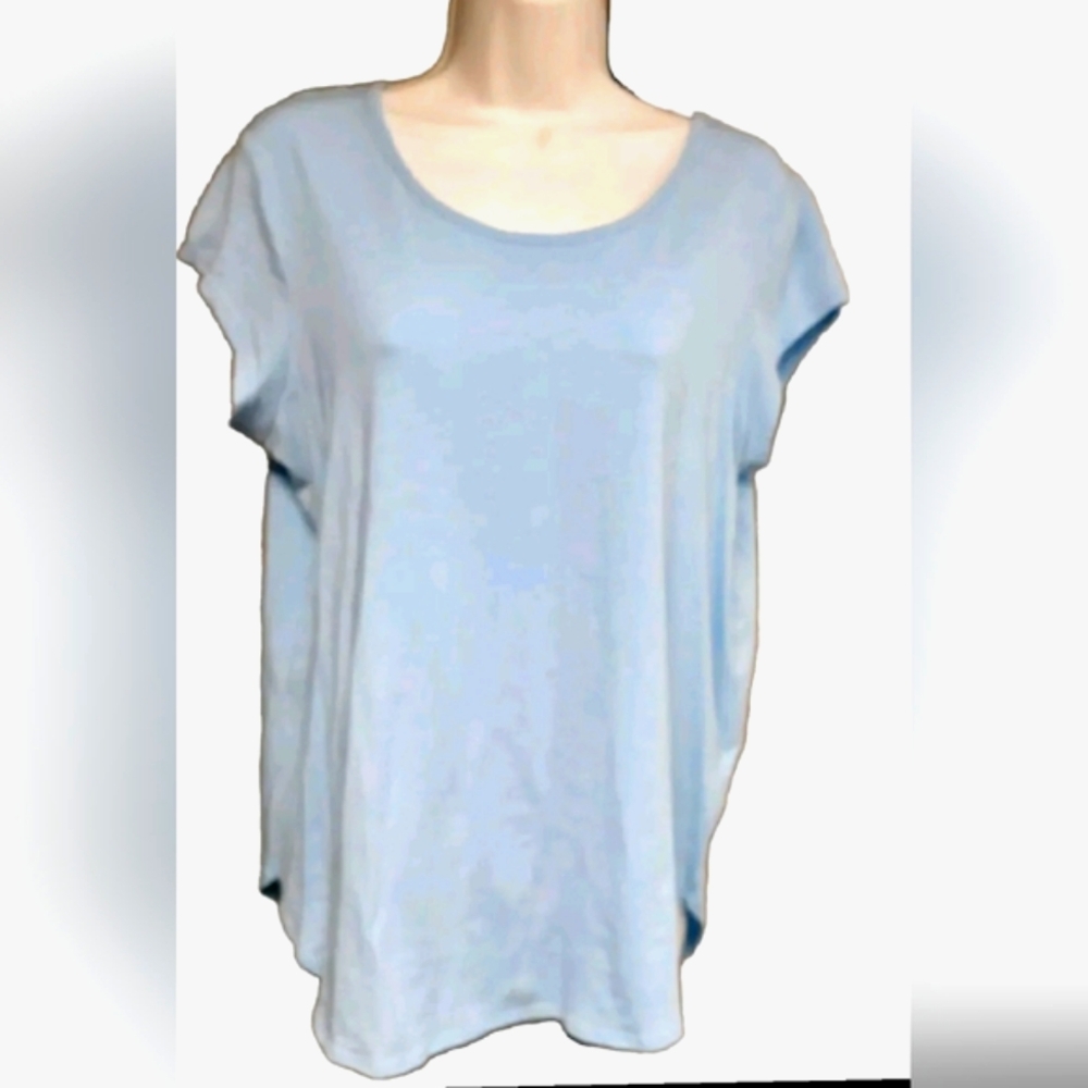Max Studio Women's Top Light Blue Cap Sleeve Size M NWOT